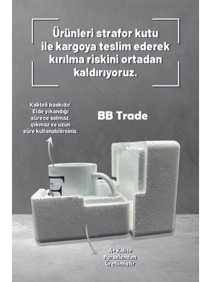BB Design Gül Kurdela Tasarımlı Beyaz Seramik Baskılı Kupa Bardak 330 ml