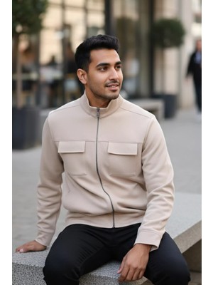 Erkek Double Face Fermuarlı Çift Cepli Ceket P-00019858