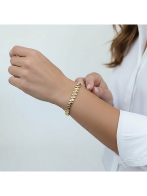 PIEDORA GOLD 14 Ayar Altın Düz Gurmet Zincir Kadın Bileklik