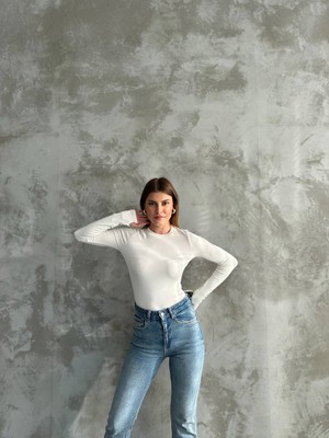 ThreeLife, Bisiklet Yaka, Kadın Body , Parmak Detaylı, Yumuşacık, Modal kumaş, Esnek