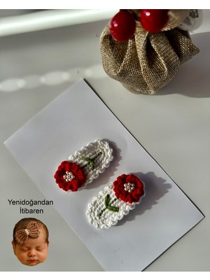 Livadesign7 Yenidoğan Bebek Tokası El Emeği 2'li Set Saçsız Bebek Toka Seti - Hediyelik