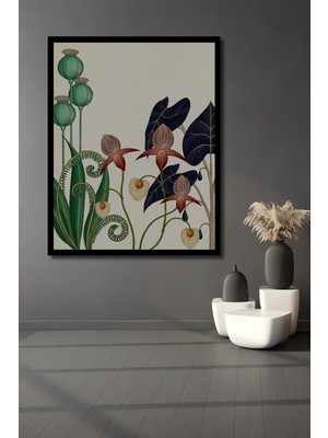Botanical Art Nouveau Sulu Boya Görünümlü Ahşap Ev,antre,salon,ofis,mutfak Tablo Çerçeve Görünümlü