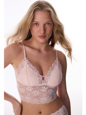 Penti Açık Pembe Luna Lace Dantel Bralet