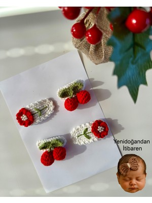 Livadesign7 Yenidoğan Bebek Tokası El Emeği 4'lü Klips Saçsız Bebek Toka Seti