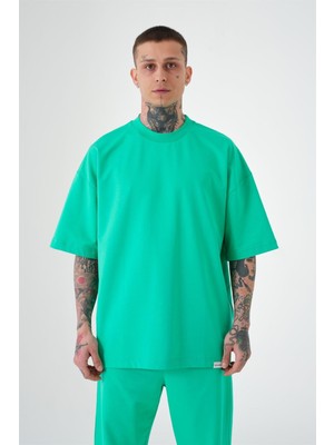Machinist Erkek Basic Pamuklu Oversize Tişört Elektrik Yeşili