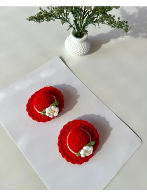 Livadesign7 Yenidoğan Bebek Tokası El Emeği Karma Şapka 2'li Klips Saçsız Bebek Toka Seti - Hediyelik