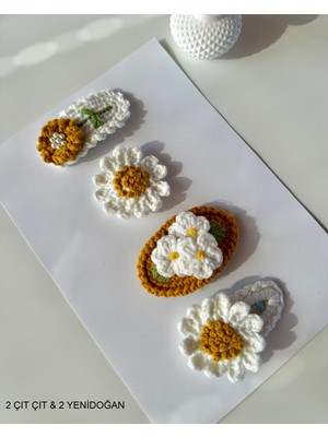 Livadesign7 El Emeği Yenidoğan Bebek Tokası ve Çıt Çıt 4'lü Toka Seti