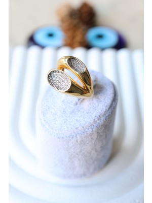 First Jewelry E Ticaret Ve Pazarlama Limited Şirketi Ayarlanabilir Zirkon Taşlı Ikili Gold Yüzük