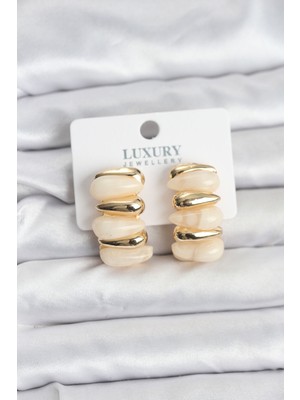 Epilons Krem Renk Pirinç Vintage Kadın Küpe - TJ-BKP11492