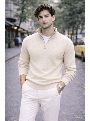 We&Me 5'li Erkek Yarım Fermuarlı Dik Yaka Fitilli Triko Kazak