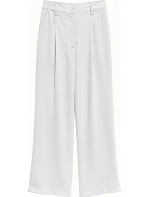 Mixray 4787 Kadın Yüksel Bel Palazzo Dökümlü Bol Paça Pantolon Gri