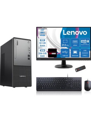 Lenovo Thinkcentre Neo 50T Gen5 Intel Core I5 14400 32GB Ddr5 256GB SSD 21.5 Inç Monitör Freedos Radeon RX550 4gb Masaüstü Bilgisayar 5502112UAS1CF00F11 + Zetta Flash Bellek