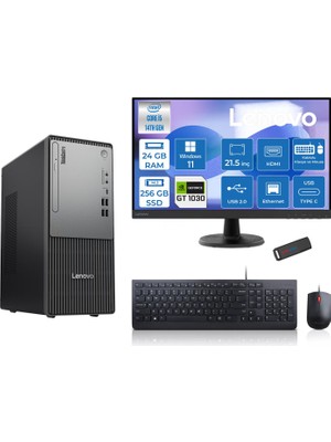 Lenovo Thinkcentre Neo 50T Gen5 Intel Core I5 14400 24GB Ddr5 256GB SSD 21.5 Inç Monitör Windows 11 Pro Nvidia GT1030 4gb Masaüstü Bilgisayar 10302112UAS1CF00P06 + Zetta Flash Bellek