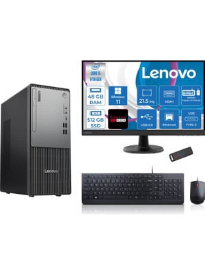 Lenovo Thinkcentre Neo 50T Gen5 Intel Core I5 14400 48GB Ddr5 512GB SSD 21.5 Inç Monitör Windows 11 Home Radeon RX550 4gb Masaüstü Bilgisayar 5502112UAS1CF00H17 + Zetta Flash Bellek