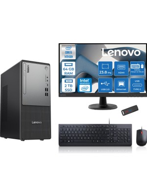 Lenovo Thinkcentre Neo 50T Gen5 Intel Core I5 14400 64GB Ddr5 2tb SSD 23.8 Inç Monitör Freedos Intel UHD 730 Masaüstü Bilgisayar 2412UAS1CF00F24 + Zetta Flash Bellek