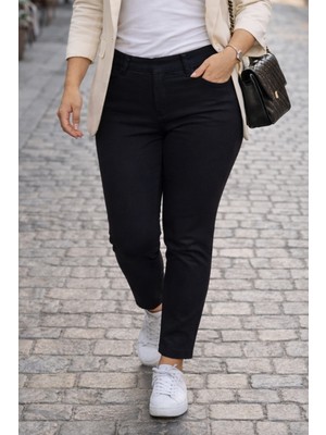 Lale Butik Büyük Beden Kadın Beli Lastikli Punto Kumaş Battal Pantolon 05 Siyah