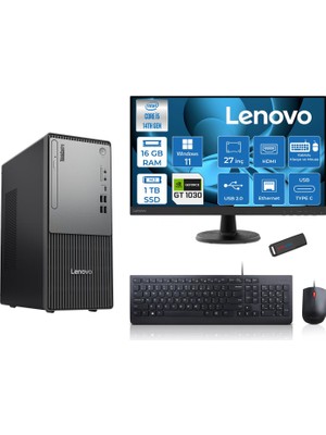 Lenovo Thinkcentre Neo 50T Gen5 Intel Core I5 14400 16GB Ddr5 1tb SSD 27 Inç Monitör Windows 11 Home Nvidia GT1030 4gb Masaüstü Bilgisayar 10302712UAS1CF00H03 + Zetta Flash Bellek