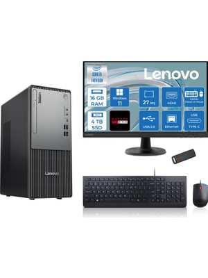 Lenovo Thinkcentre Neo 50T Gen5 Intel Core I5 14400 16GB Ddr5 4tb SSD 27 Inç Monitör Windows 11 Pro Radeon RX550 4gb Masaüstü Bilgisayar 5502712UAS1CF00P05 + Zetta Flash Bellek