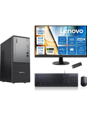 Lenovo Thinkcentre Neo 50T Gen5 Intel Core I5 14400 16GB Ddr5 2tb SSD 21.5 Inç Monitör Freedos Quadro T1000 4gb Masaüstü Bilgisayar 10002112UAS1CF00F04 + Zetta Flash Bellek