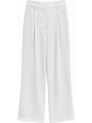 Mixray 4787 Kadın Yüksel Bel Palazzo Dökümlü Bol Paça Pantolon Gri