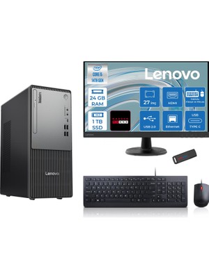 Lenovo Thinkcentre Neo 50T Gen5 Intel Core I5 14400 24GB Ddr5 1tb SSD 27 Inç Monitör Freedos Radeon RX550 4gb Masaüstü Bilgisayar 5502712UAS1CF00F08 + Zetta Flash Bellek