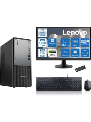 Lenovo Thinkcentre Neo 50T Gen5 Intel Core I5 14400 96GB Ddr5 1tb SSD 23.8 Inç Monitör Windows 11 Home Nvidia RTX3050 6gb Masaüstü Bilgisayar 30502412UAS1CF00H28 + Zetta Flash Bellek