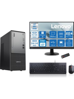 Lenovo Thinkcentre Neo 50T Gen5 Intel Core I5 14400 16GB Ddr5 256GB SSD 21.5 Inç Monitör Windows 11 Home Intel UHD 730 Masaüstü Bilgisayar 2112UAS1CF00H01 + Zetta Flash Bellek