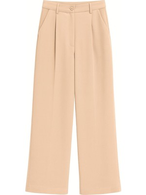 Mixray 4787 Kadın Yüksel Bel Palazzo Dökümlü Bol Paça Pantolon Taş