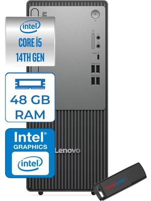 Lenovo Thinkcentre Neo 50T Gen5 Intel Core I5 14400 48GB Ddr5 1tb SSD Windows 11 Home Intel UHD 730 Masaüstü Bilgisayar 12UAS1CF00H18 + Zetta Flash Bellek