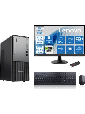 Lenovo Thinkcentre Neo 50T Gen5 Intel Core I5 14400 16GB Ddr5 512GB SSD 27 Inç Monitör Windows 11 Pro Nvidia RTX3050 6gb Masaüstü Bilgisayar 30502712UAS1CF00P02 + Zetta Flash Bellek