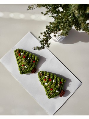 Livadesign7 Saç Tokası Özel Ağaç Tasarımı Handmade 2'li Çıt Çıt Toka Seti