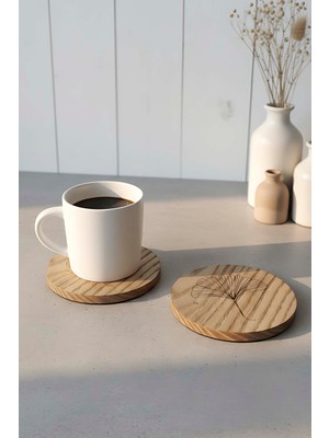 Ahşap Kestane Ağacı 2\\\'li Bardak Altlığı Seti