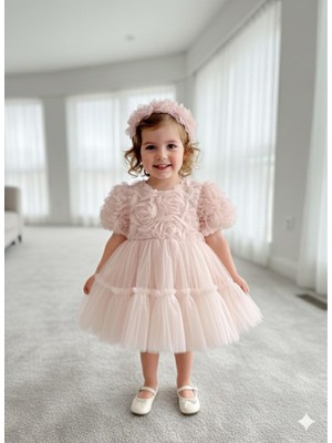 Bes Trend Kız Çocuk Elbise Kısa Kol Party Doğum Günü Elbise Pamuklu