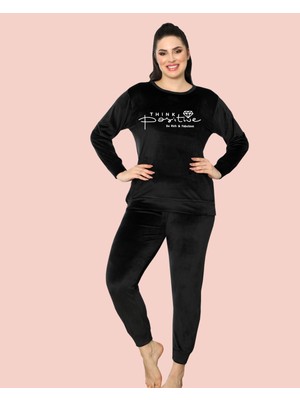 Jenika Fransız Kadife Yumuşak Dokulu Baskılı Kadın Pijama Takımı – Kışlık Rahat