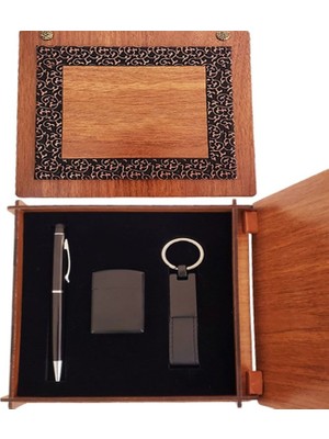 Ayder Timya Ahşap Kutulu Siyah Kalem Anahtarlık ve Mat Çakmak Seti TG/Tmya1395 207199