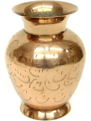 Skygo Vazo Düz Işlemeli Model Tamamı Pirinç Dekoratif Hediyelik