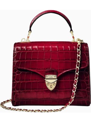 Aspinal Of London Midi Mayfair Kırmızı Ombré Croc Deri Top Handle Çanta