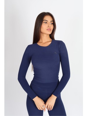 Softandbasic Uzun Kollu Bisiklet Yaka Lacivert Body