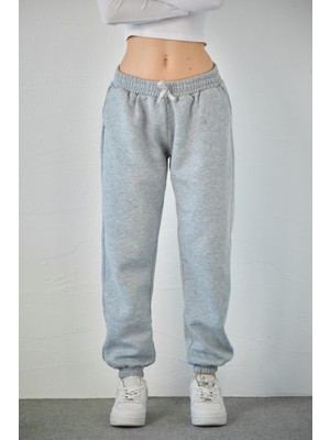 Gri Lastikli Paça Eşofman Altı