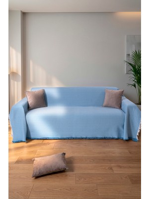 Rell Home Pamuklu Dokulu Ekru Koltuk Şalı 170X220 cm – Saçaklı Tv Battaniyesi & Dekoratif Koltuk Örtüsü