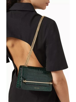 Strathberry East West Mini Omuz Çantası, Ayarlanabilir Zincir, Lüks Tasarım, Timsah Desenli