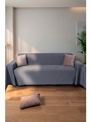 Rell Home Pamuklu Dokulu Ekru Koltuk Şalı 170X220 cm – Saçaklı Tv Battaniyesi & Dekoratif Koltuk Örtüsü