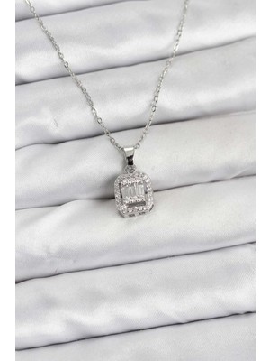 Epilons 316L Çelik Zincir Gümüş Renk Baget Model Kadın Kolye - TJ-BKO10764