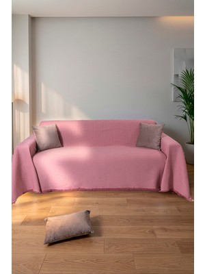 Rell Home Pamuklu Dokulu Ekru Koltuk Şalı 170X220 cm – Saçaklı Tv Battaniyesi & Dekoratif Koltuk Örtüsü