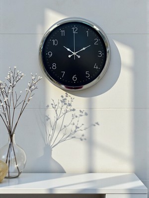 Marsilyan Zentime Dekoratif ve Şık 40 cm Krom Metal Duvar Saati
