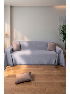 Rell Home Pamuklu Dokulu Ekru Koltuk Şalı 170X220 cm – Saçaklı Tv Battaniyesi & Dekoratif Koltuk Örtüsü