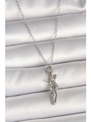 Shopwave 316L Çelik Gümüş Renk Zincir Sarılma Model Kadın Kolye - TJ-BKO9977