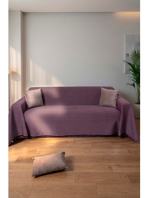 Rell Home Pamuklu Dokulu Ekru Koltuk Şalı 170X220 cm – Saçaklı Tv Battaniyesi & Dekoratif Koltuk Örtüsü