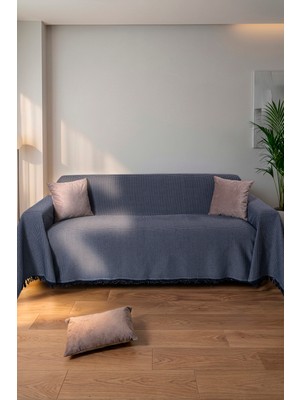 Rell Home Pamuklu Dokulu Ekru Koltuk Şalı 170X220 cm – Saçaklı Tv Battaniyesi & Dekoratif Koltuk Örtüsü