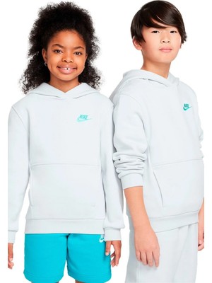 Nike Kids Sportswear Club Fleece Sweatshirt Unisex Çocuk Kapüşonlu Sweatshirt Gri